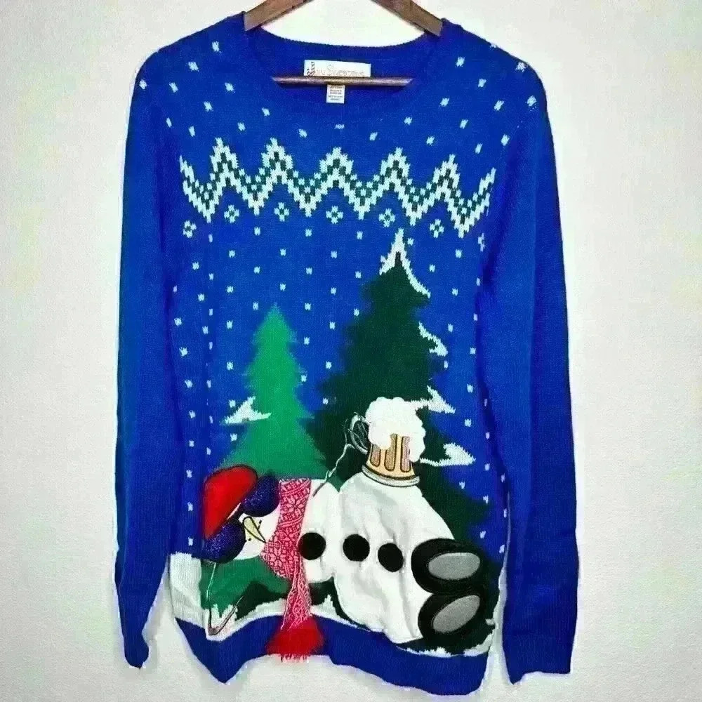 Jolly‎ Sweaters blue Snowman Sz M